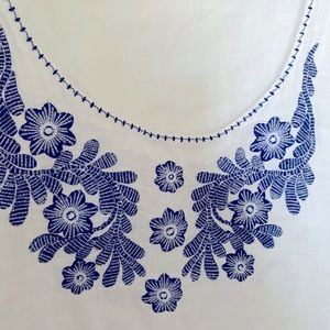 J.Jill Linen Appliqué Tank 4X White